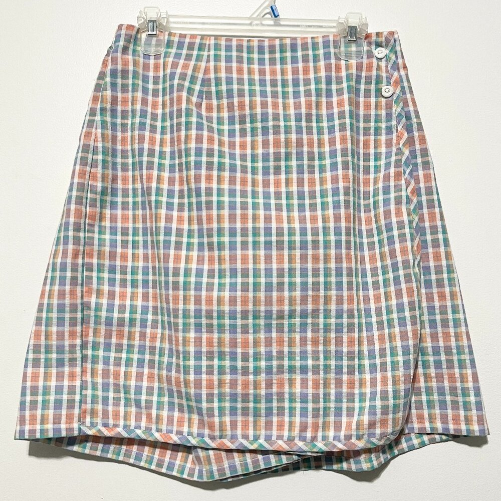 Womens Vintage Plaid Skort 14 Pastel Wrap Style Tennis Preppy Country Club